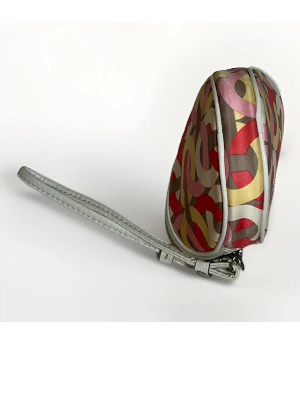Coach Round Wristlet Coin Case Multicolor Op-Art Chain Print *Vintage* 2004